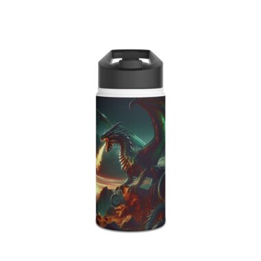 Dragon Art Stainless Steel Water Bottle - Adventurer's Hydration, Travel Mug, Eco-Friendly Bottle, Gift for Gamers, Fantasy Enthusiasts