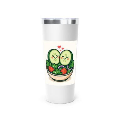 cute cucumber salad tumbler, insulated drinkware, funny gift for foodies, kitchenware, eco friendly mug