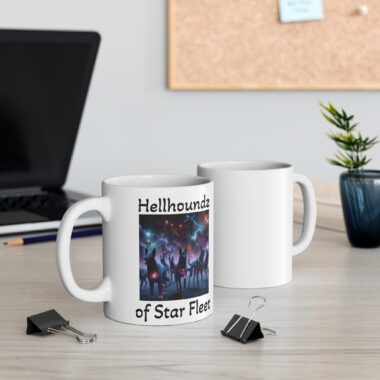coffee mug hellhoundz of star fleet 11oz, star trek inspired, galaxy art