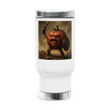 heroic tomato stainless steel travel mug, funny travel cup for foodies, unique gifts for veggie lovers, ideal for road trips and adventures